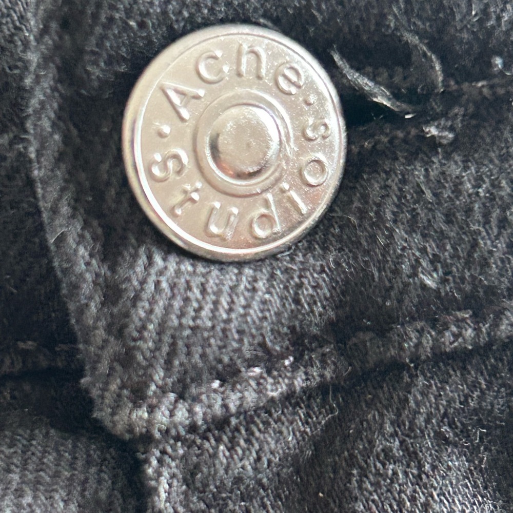 ACNE Studios Max Stay Black Jeans Men's W32 Zip Fly Blå Konst Made In Italy - Picture 6 of 13